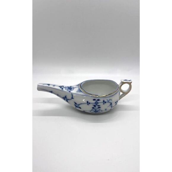 Vtg German Huttensteinach Blue Onion Invalid Person Feeder Porcelain Handmade - Picture 1 of 9